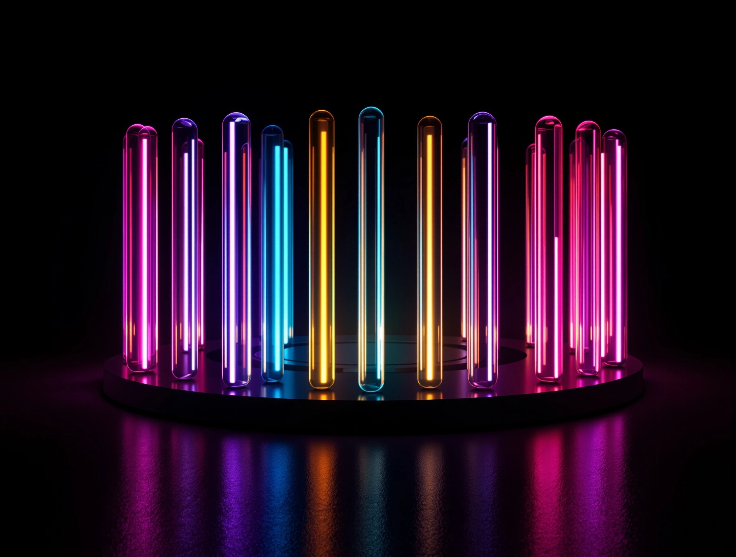 Twelve tubes, in a specific order