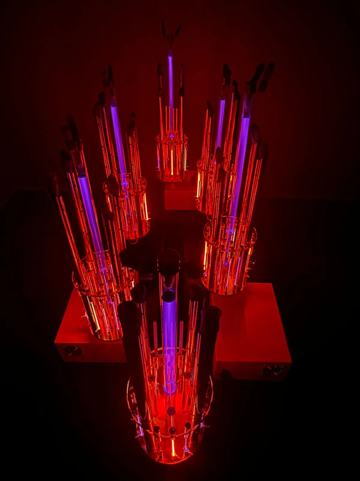 The tube array, lit